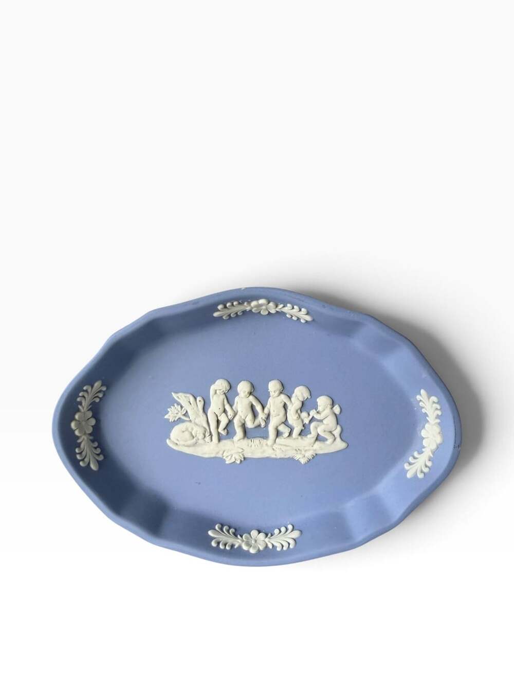 Wedgwood Jasperware Blue Trinket Dish Cherubs Design